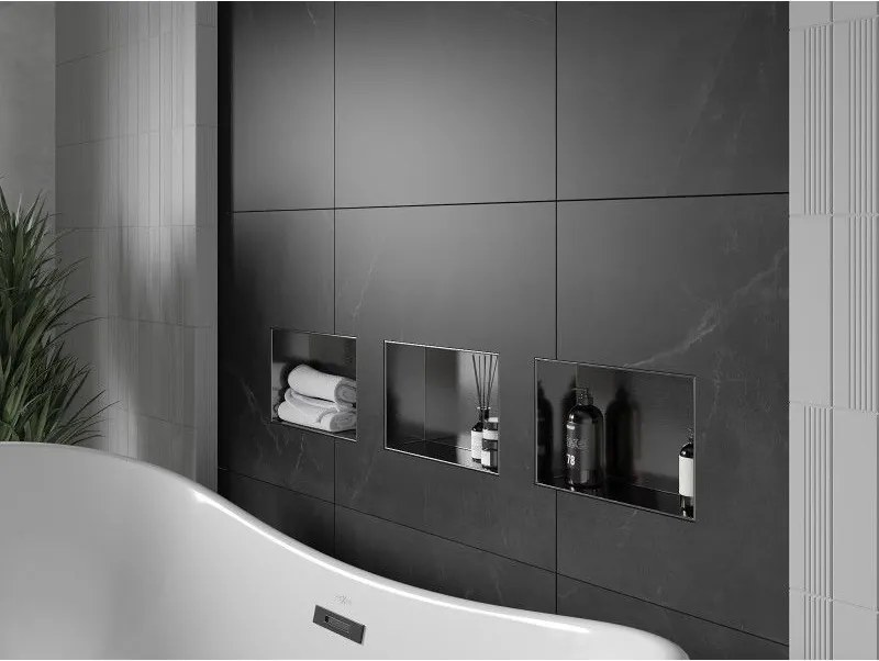 Mexen X-Wall-NR, polica na zapustenie bez príruby 30 x 20 cm, grafitová matná - 19E1302010