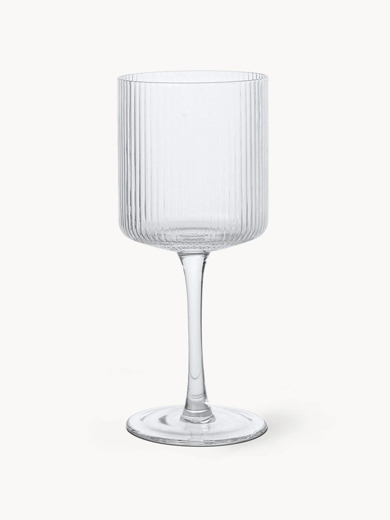 Ručne fúkané reliéfne poháre na biele víno Ripple, 2 ks