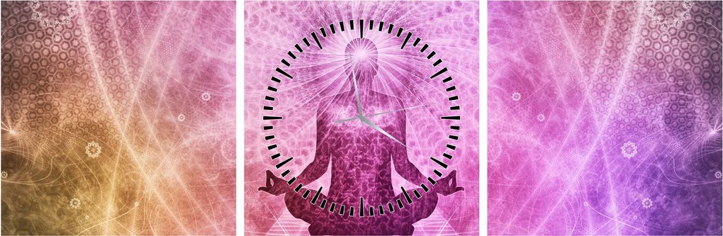 Obraz meditácie (s hodinami) (90x30 cm)