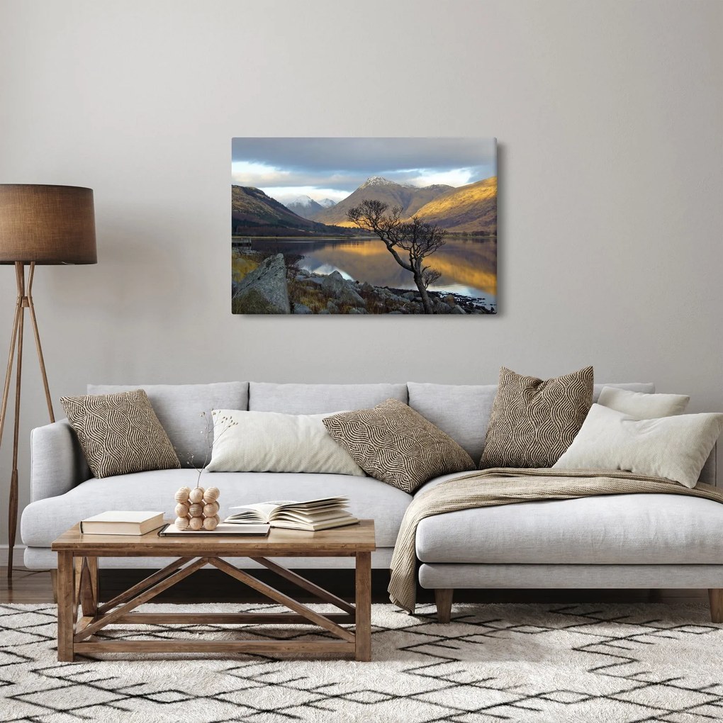Obraz - Hory pri jazere (90x60 cm)