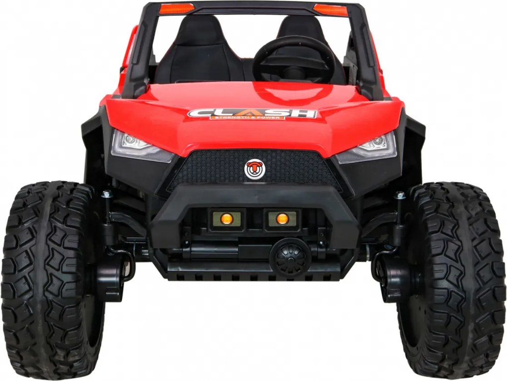Ramiz Clash batériový kočík pre 2 deti Červený + diaľkové ovládanie + pohon 4x4 + nastavenie sedadla + rádio MP3 + LED