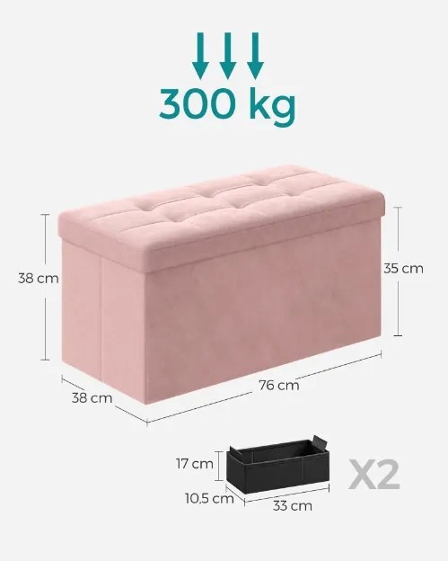 Taburet s úložným priestorom OTTOMAN 76x38 cm, ružový