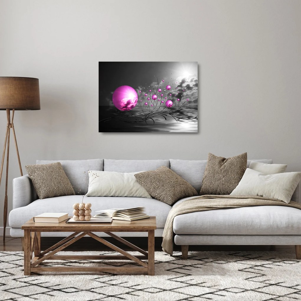 Sklenený obraz ružových gulí (70x50 cm)