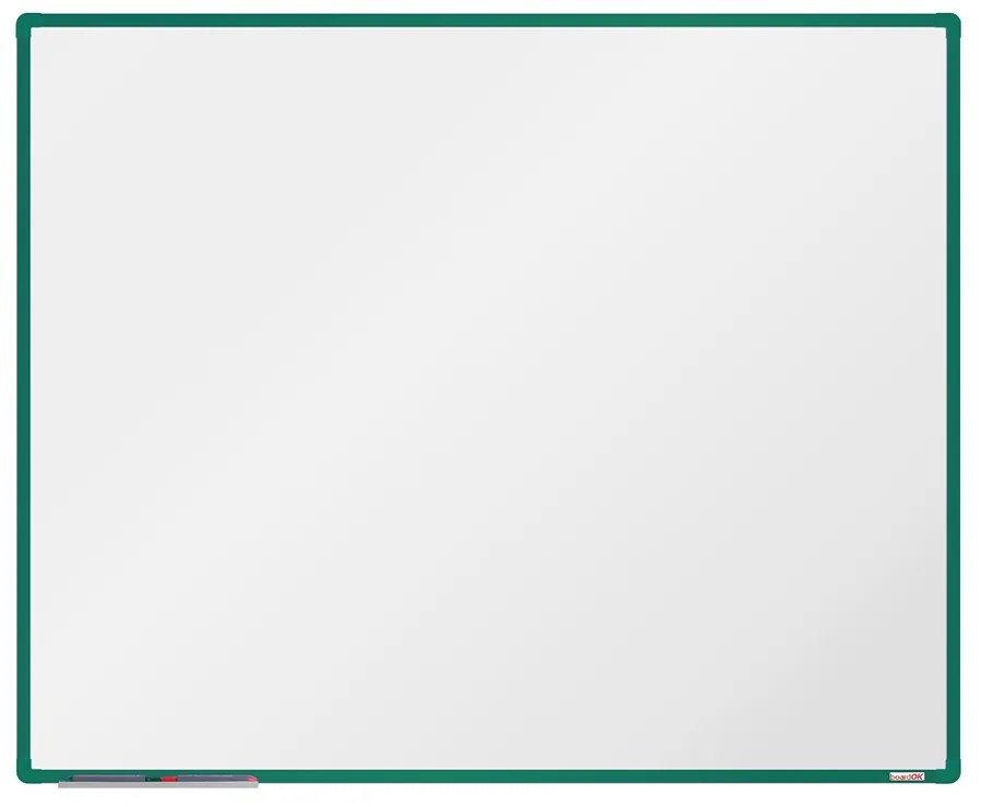 Biela magnetická popisovacia tabuľa boardOK, 1500 x 1200 mm, zelený rám