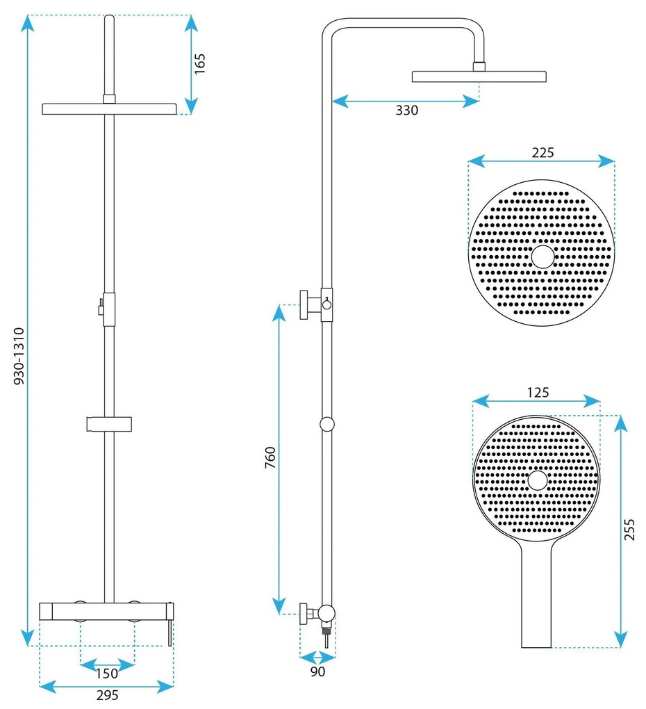 Rea Clif, sprchový set s ručnou a hlavovou sprchou, medená matná, REA-P3914