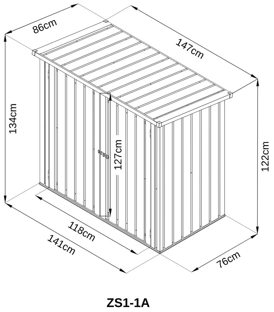 Záhradný domček BestBerg ZS1-1A / 1,3 m² / 147 x 86 x 134 cm / sivá