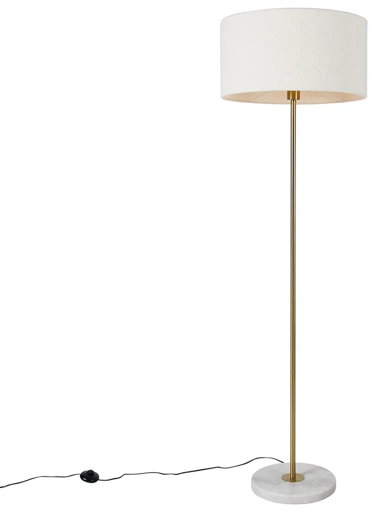 Moderná stojaca lampa mosadzná s tienidlom biela 50cm - Kaso