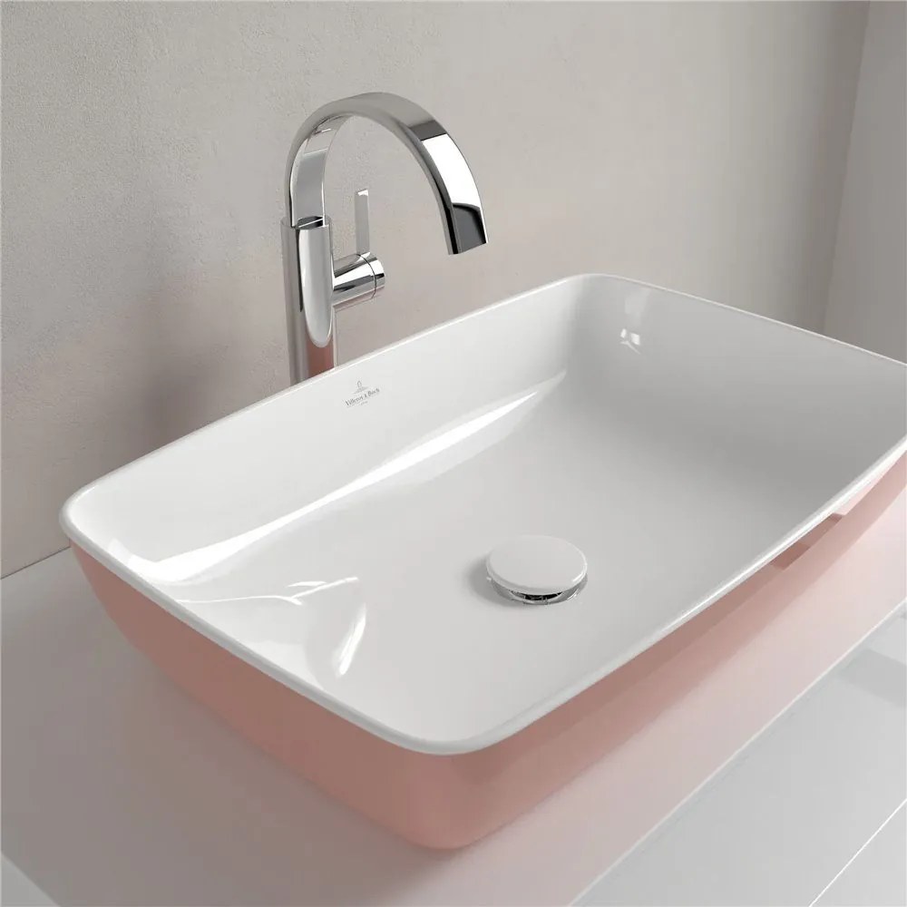 VILLEROY & BOCH Artis obdĺžnikové umývadlo na dosku bez otvoru, bez prepadu, 580 x 380 mm, Powder, 417258BCT0