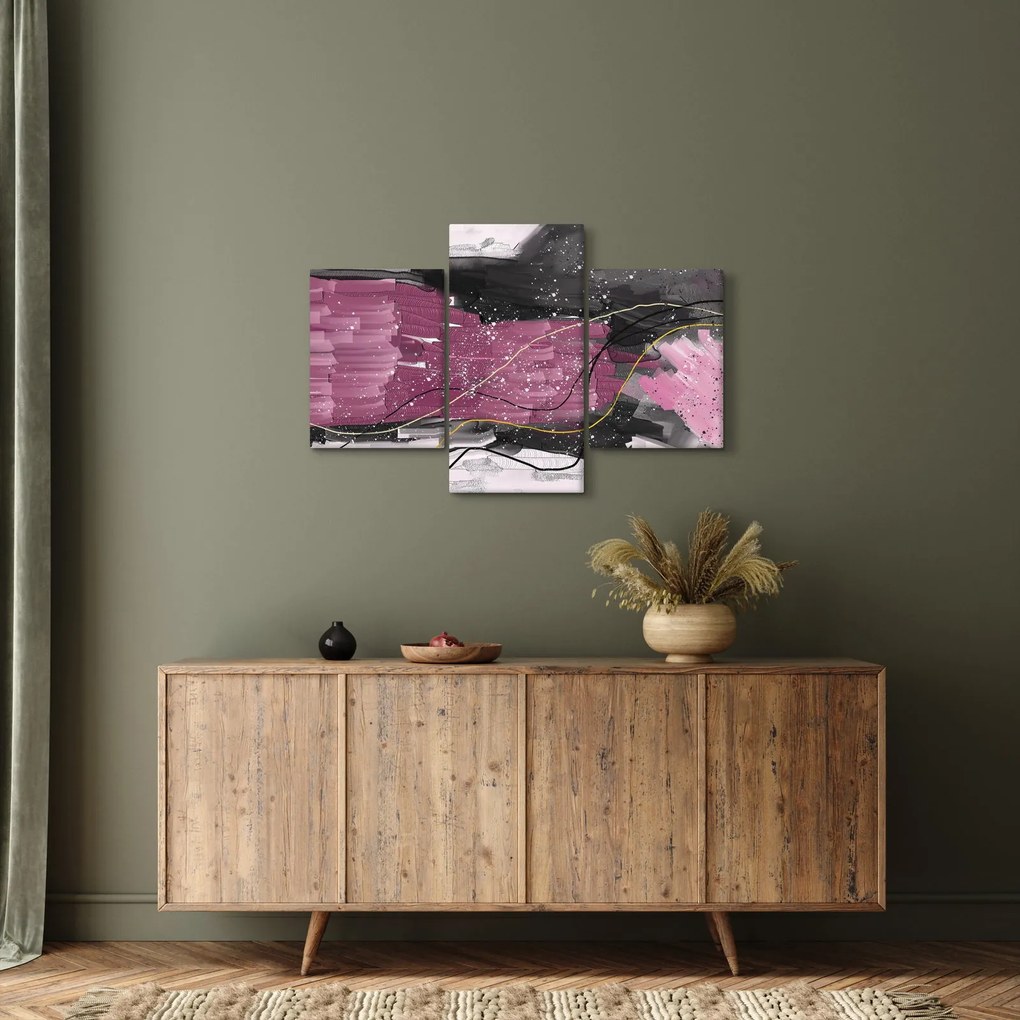 Obraz - Ružovo-čierna abstrakcia (90x60 cm)