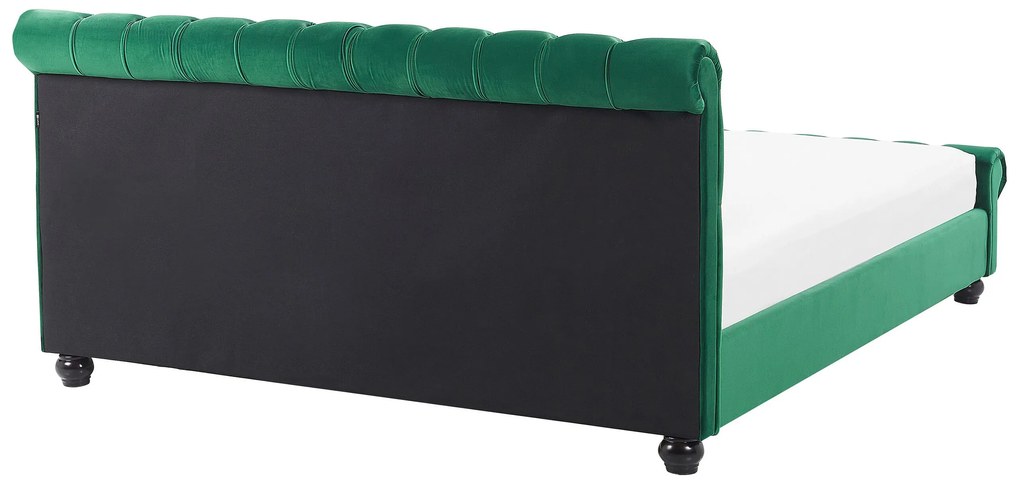 Zamatová vodná posteľ 180 x 200 cm zelená AVALLON Beliani