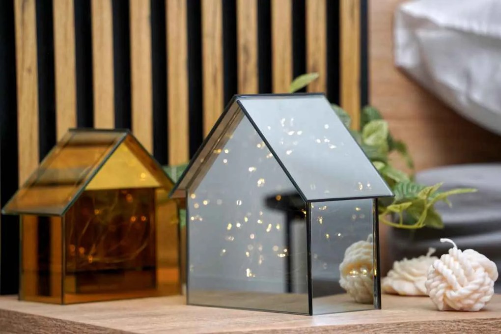 LED sklenený domček ELITE, sivý - viac veľkostí Veľkosť: L