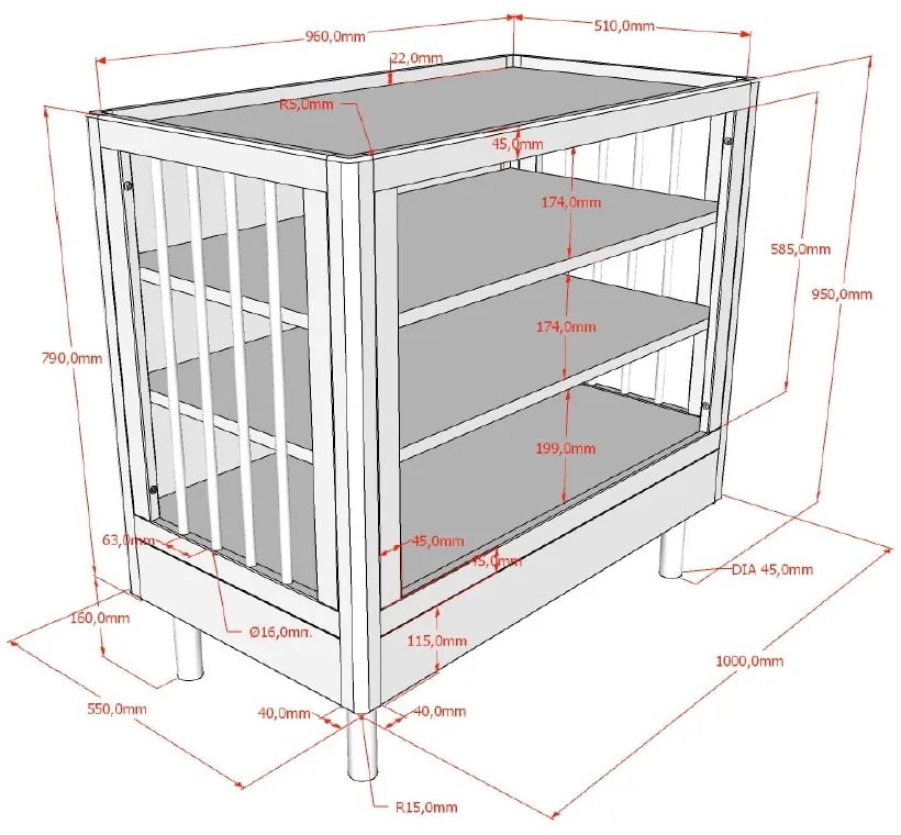 Biela detská komoda z bukového dreva s prebaľovacím pultom 100x95x55 cm Forrest – Vipack