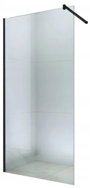 Kúpeľňová pevná zástena WALK-IN 110 cm - čierna - číre sklo