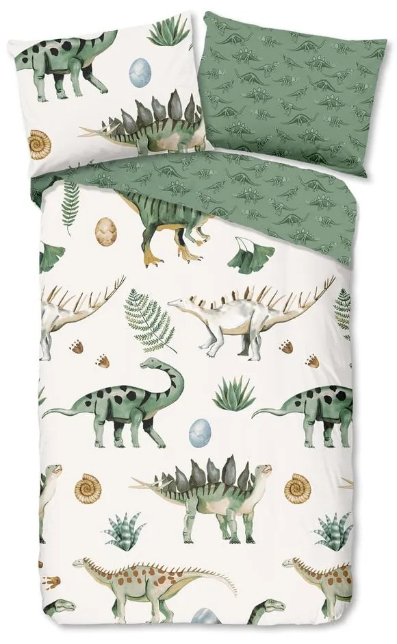 Zelené/béžové bavlnené detské obliečky na jednolôžko 140x200 cm Gabi – Good Morning