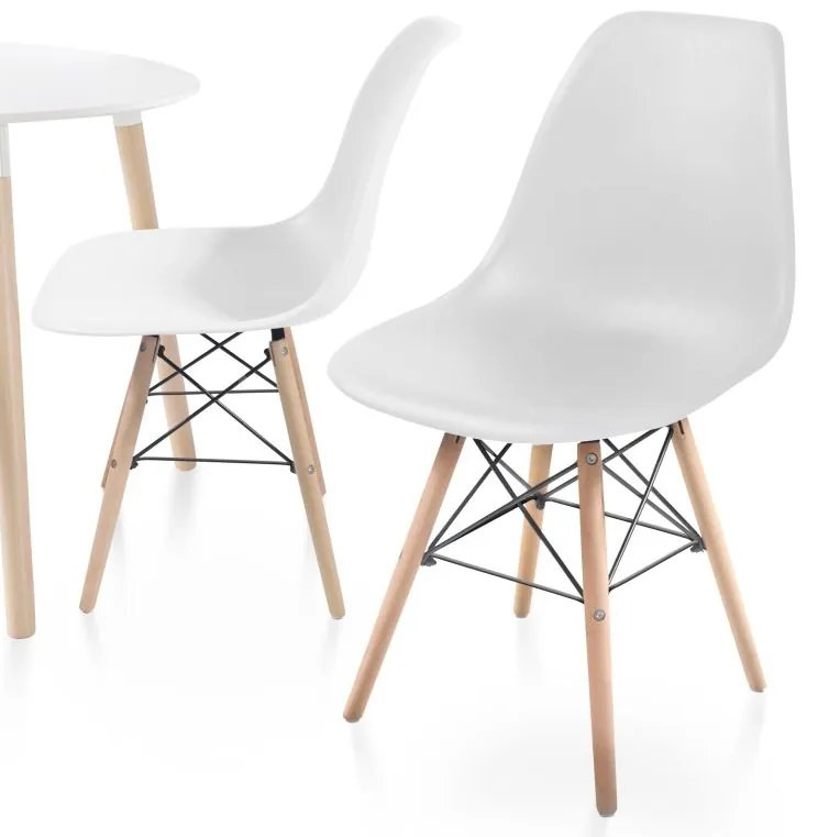 Sada stoličiek s plastovým sedadlom, 2 ks, biele