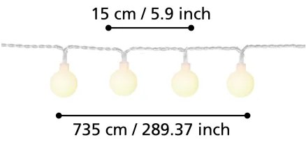 Eglo 900239 - LED Vonkajšia dekoračná reťaz LIBISA 50xLED/0,066W/4,5V IP44