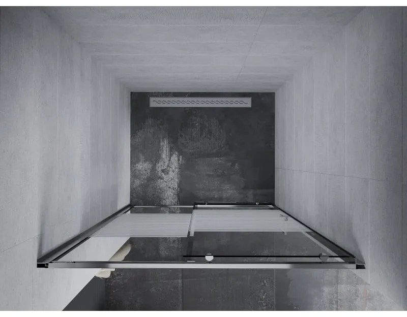 Mexen Apia, posuvné dvere do otvoru 95 x 190 cm, 6mm číre sklo-pásiky, chrómový profil, 845-095-000-01-20