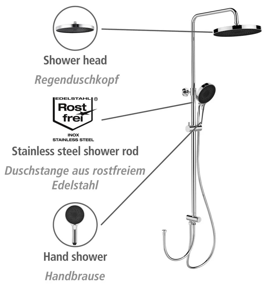 Sprchový set z nerezovej ocele v lesklej striebornej farbe 120 cm Soft Water – Wenko