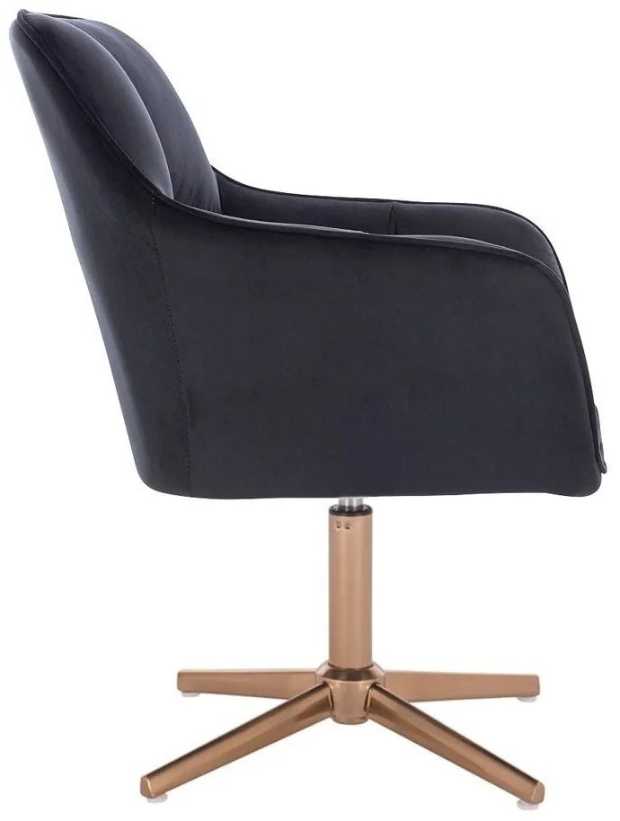 LuxuryForm DESIGN Kreslo AMALFI VELUR na zlatom kríži - čierne