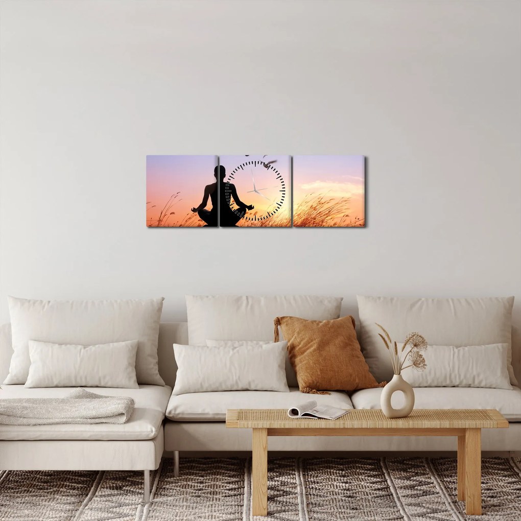 Obraz - Meditácia (s hodinami) (90x30 cm)