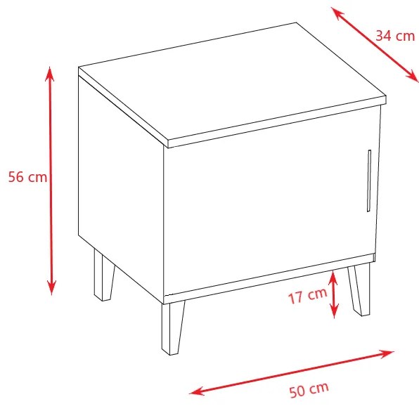 Detský nočný stolík Kubi 50 cm kašmír