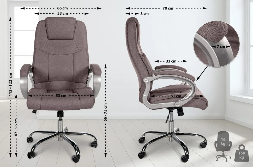Design-Shop Kancelárska XXL stolička Apol látka - Sivo-hnedá (Taupe)