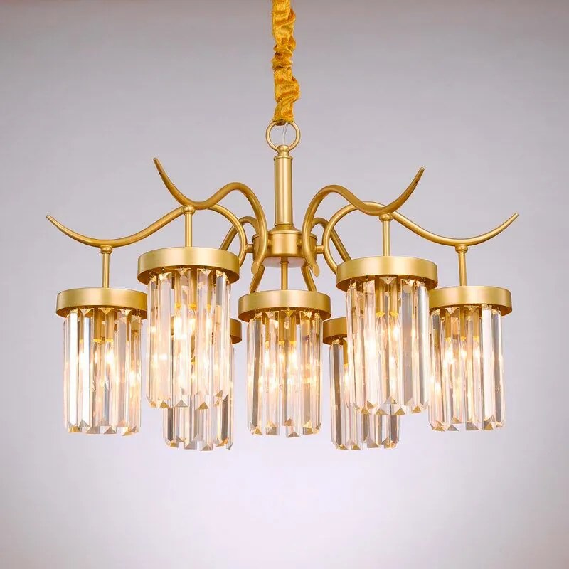 Toolight - Krištáľové závesné svietidlo 7xE27 60W, zlatá, OSW-08915