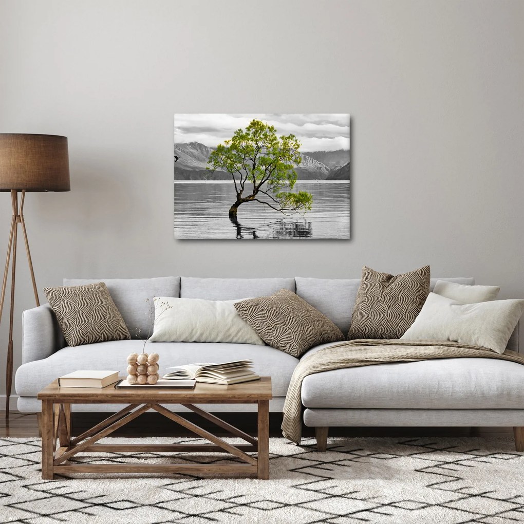 Obraz stromu uprostred jazera (70x50 cm)