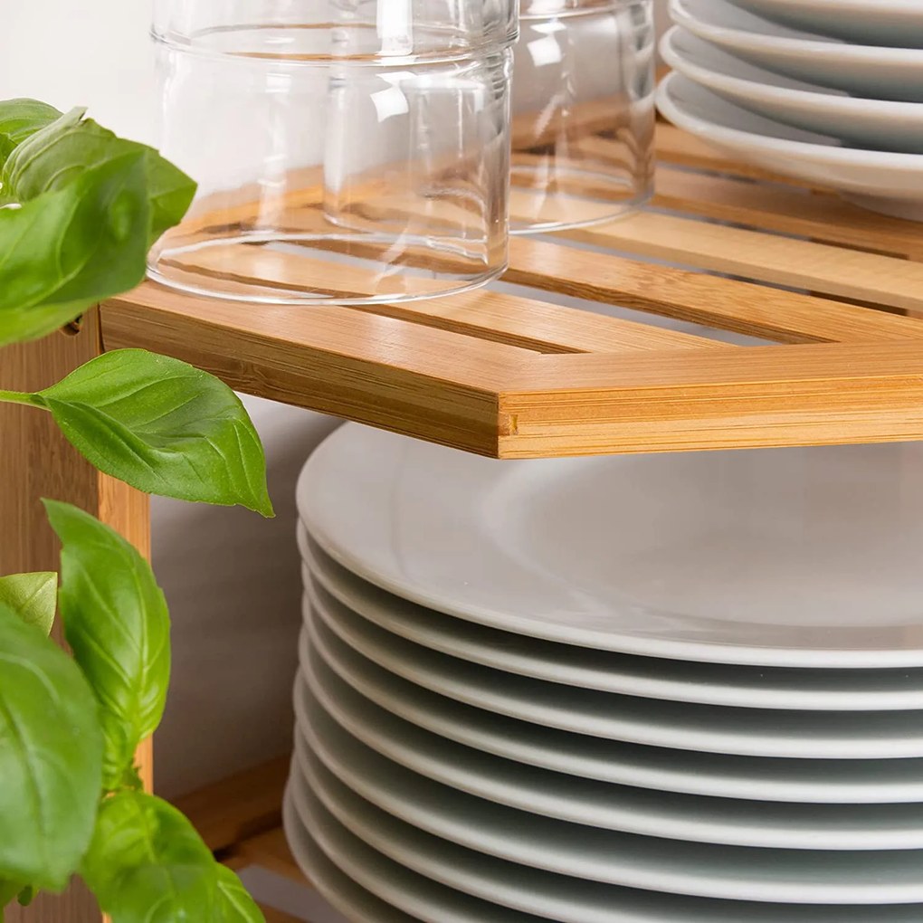 Kesper Rohová prídavná polica, bambus, 2-poschodová, CORNER, 25x25x27