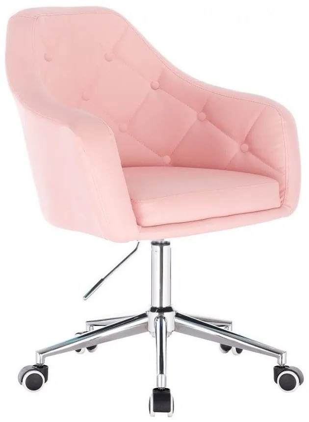 LuxuryForm DESIGN Kreslo ANDORA na strieborné podstave s kolieskami - ružová