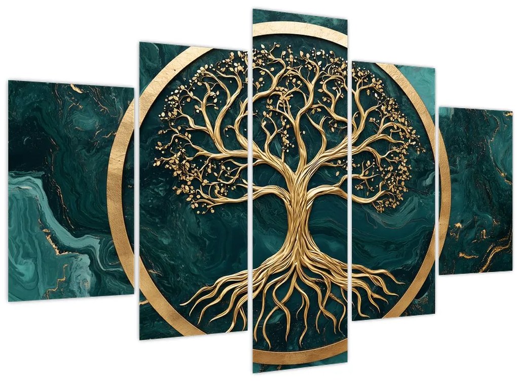 Obraz – Zlatý strom života v mramore (150x105 cm)