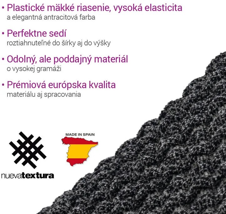 Super strečové poťahy RUBINIA antracitová kreslo (š. 70 - 110 cm)
