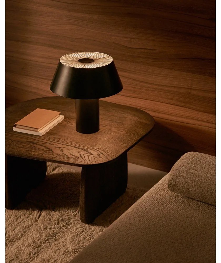 Čierna stolová lampa s kovovým tienidlom (výška 32 cm) Ancare – Kave Home