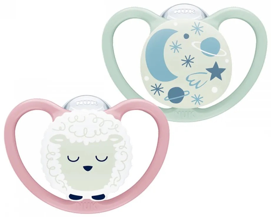 Dojčenský cumlík NUK Space Nights 6-18m 2ks/BOX dievča