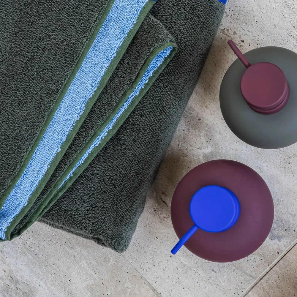 Tmavozelená/modrá froté osuška z Bio bavlny 70x133 cm Soft – Mette Ditmer Denmark