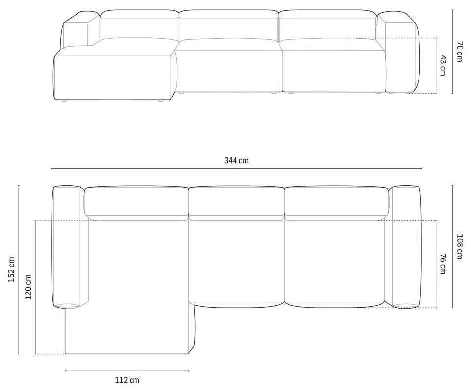 Hnedá rohová pohovka (ľavý roh/s leňoškou) Bergamo – Cosmopolitan Design