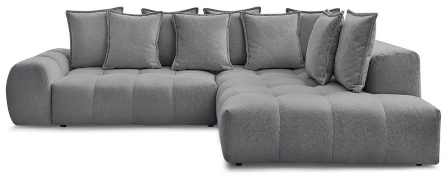 Tmavosivá ženilková rozkladacia/s úložným priestorom rohová pohovka (pravý roh/do L) Everest – Bobochic Paris