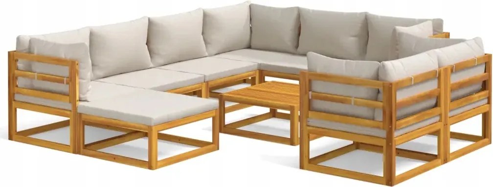 vidaXL 10-dielna záhradná sedacia súprava, svetlosivé vankúše