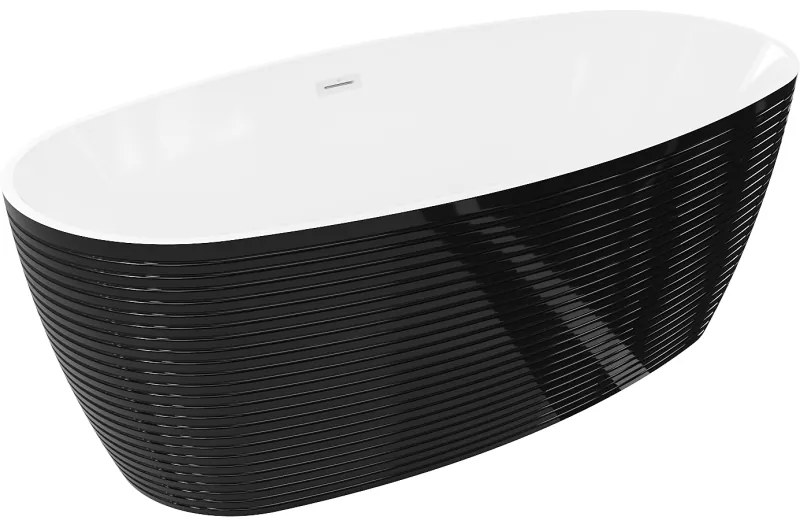 Mexen Lira, voľne stojaca vaňa, vzor, 170 x 80 cm, biela-čierna, przelew biały- 52831708075-20