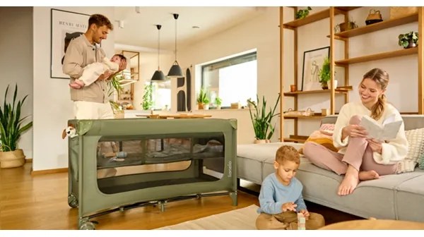 Lionelo - Cestovná postieľka JASMIN EASY FOLD Olivovo zelená