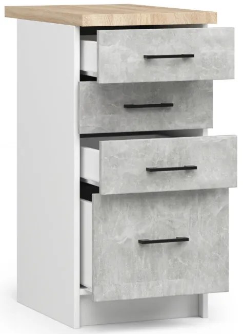 Spodná kuchynská skrinka s doskou OLIWIA S40 SZ4 biela / betón