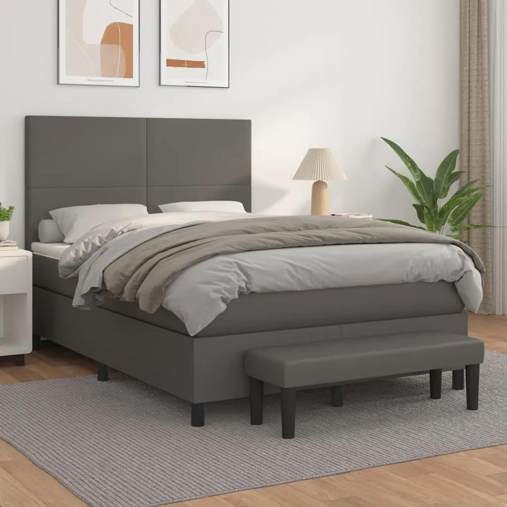 Boxspring posteľ s matracom sivá 140x200 cm umelá koža 3137549