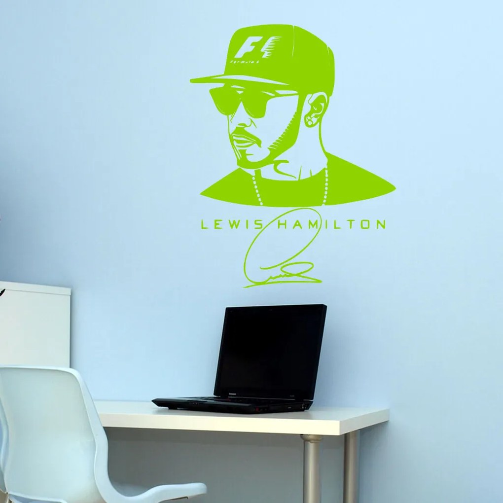 Veselá Stena Samolepka na stenu na stenu Lewis Hamilton F1 Farba: černá