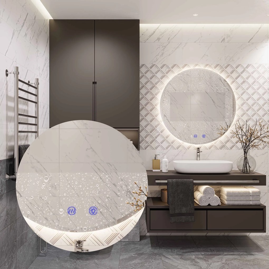 Okrúhle dotykové zrkadlo s LED osvetlením HZJ080 80 cm