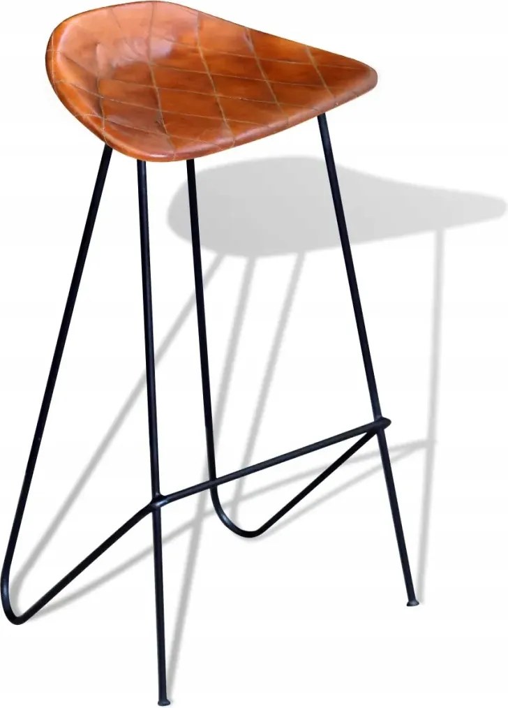 vidaXL Barové stoličky, 6 ks, pravá koža, hnedé