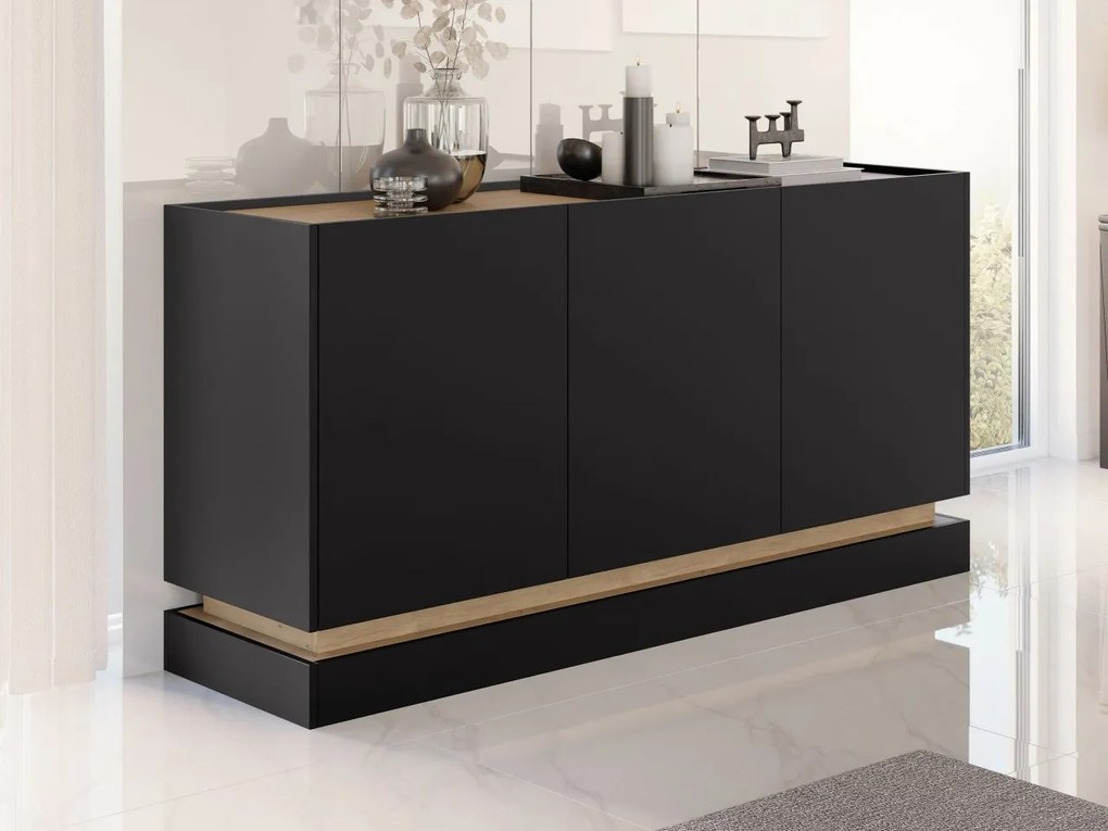 Komoda Arlotekis K160 3D, Farby: čierna / dub cremona