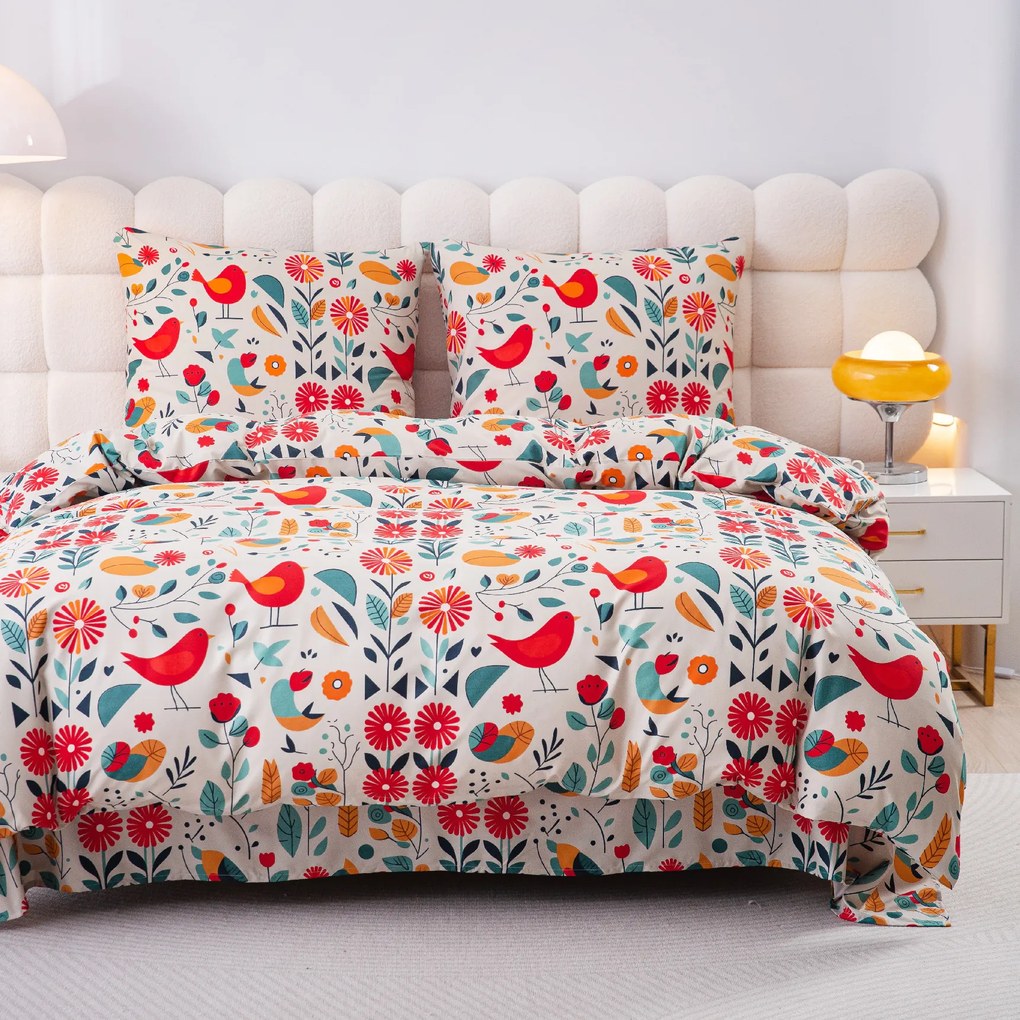 Obliečky z mikrovlákna RETRO VTÁČIK farebné Rozmer obliečky: 70 x 90 cm | 140 x 220 cm