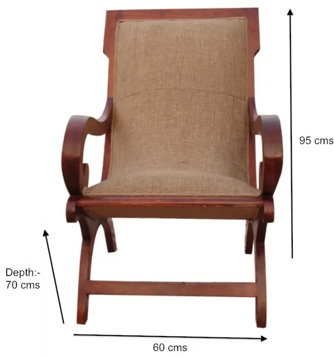 Polstrované kreslo látkové 60x95x70 indický masív palisander Orech