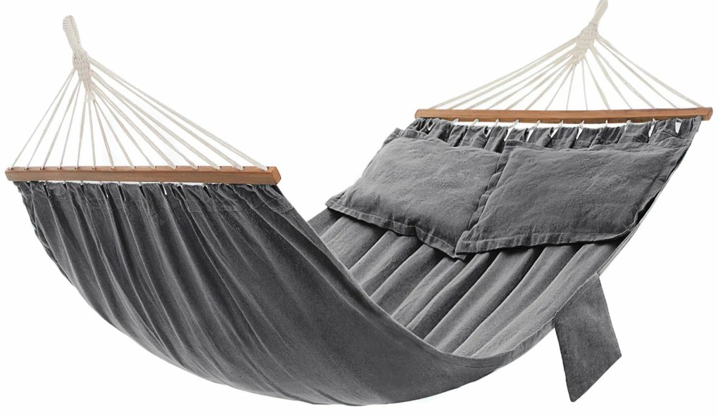 Hojdacia sieť s vankúšmi Mimi, 210x150 cm, sivá