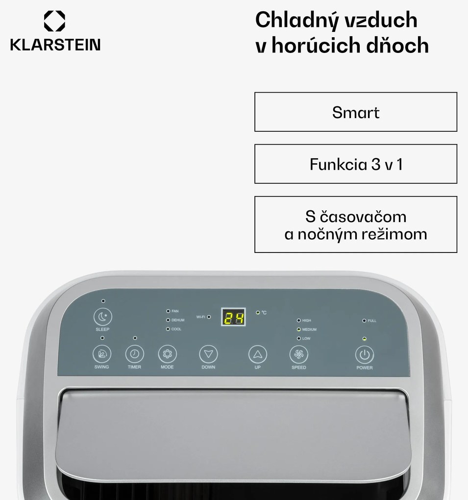 Klarstein Iceblock Prosmart 12, mobilná klimatizácia 3 v 1, 12 000 BTU, ovládanie cez aplikáciu, biela